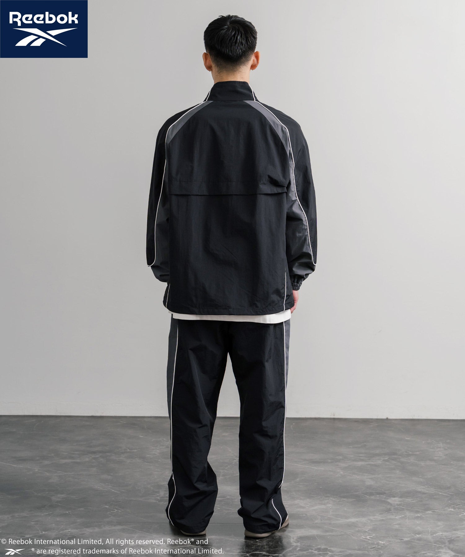 Reebok リーボック 裏メッシュロゴ刺繍パイピングイージーワイドパンツ 14869