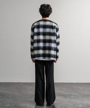 Upscape Audience アップスケープオーディエンス 日本製 国産 ECOLANA オーバーサイズシャギーチェックノーカラージャケット AUD7339 14897