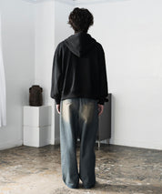 オーバーサイズ 裏毛ショート丈長袖ダブルジップパーカー 15435　【セットアップ可能】