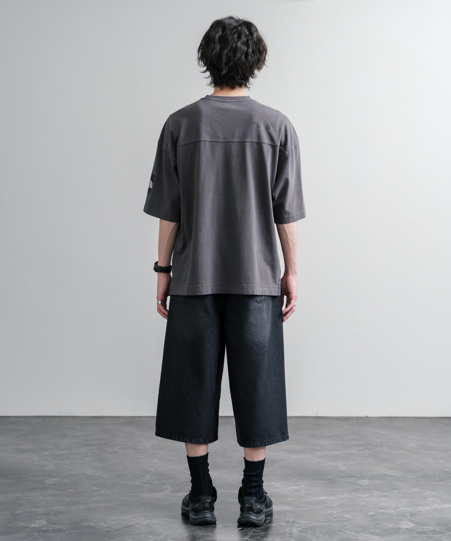 THE NORTH FACE WHITE LABEL STITCH DYEING S/S R/TEE オーバーサイズステッチラインワンポイントロゴピグメント加工半袖Tシャツ 16163