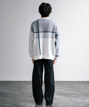 新色追加 オーバーサイズ クロスチェック柄クルーニット　14052