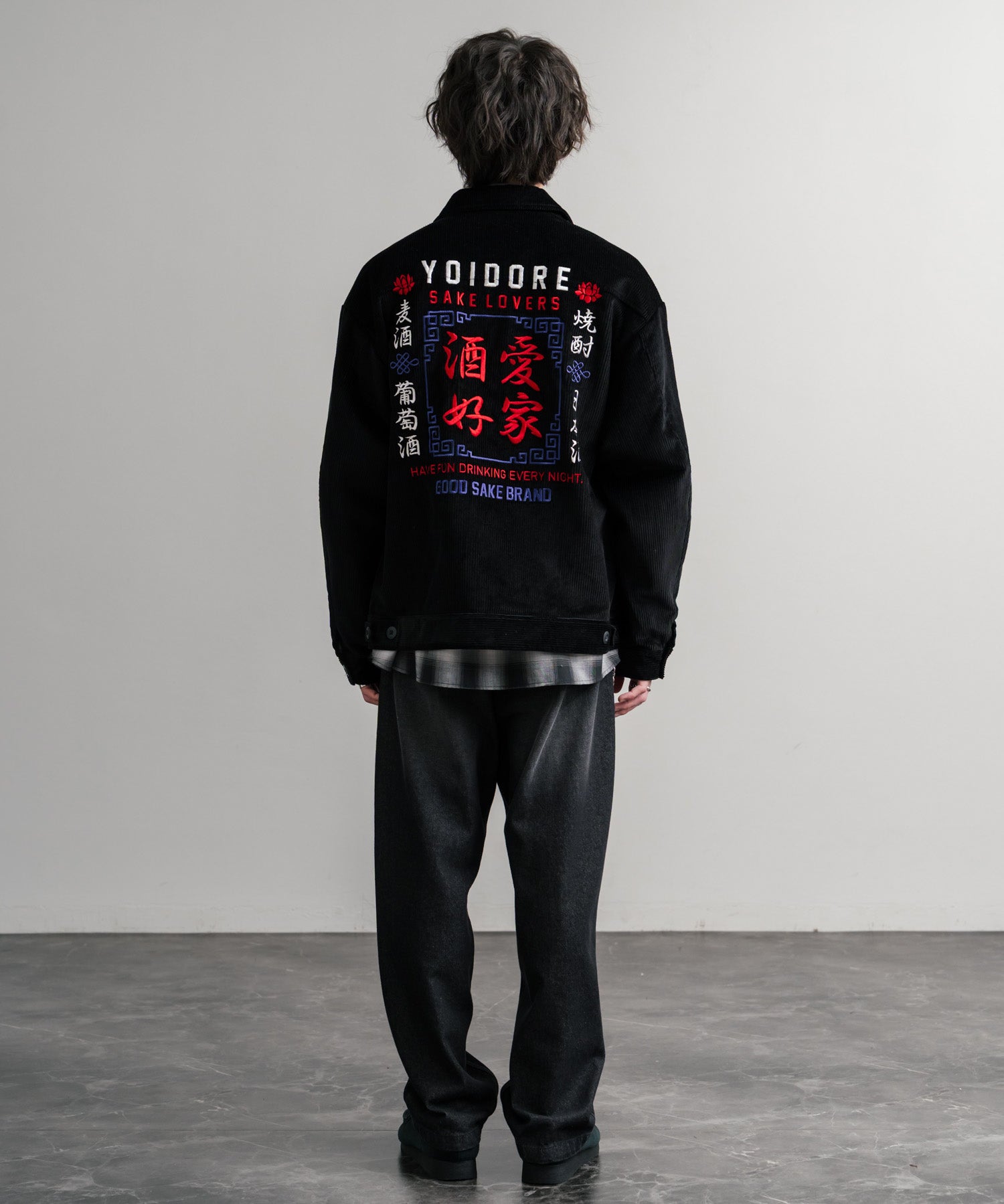 YOIDORE 酔いどれ 酒愛好家刺繍オーバーサイズコーデュロイジャケット 14891