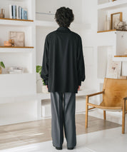 新色追加 接触冷感 オーバーサイズとろみストレッチレギュラーカラー長袖シャツ 14209