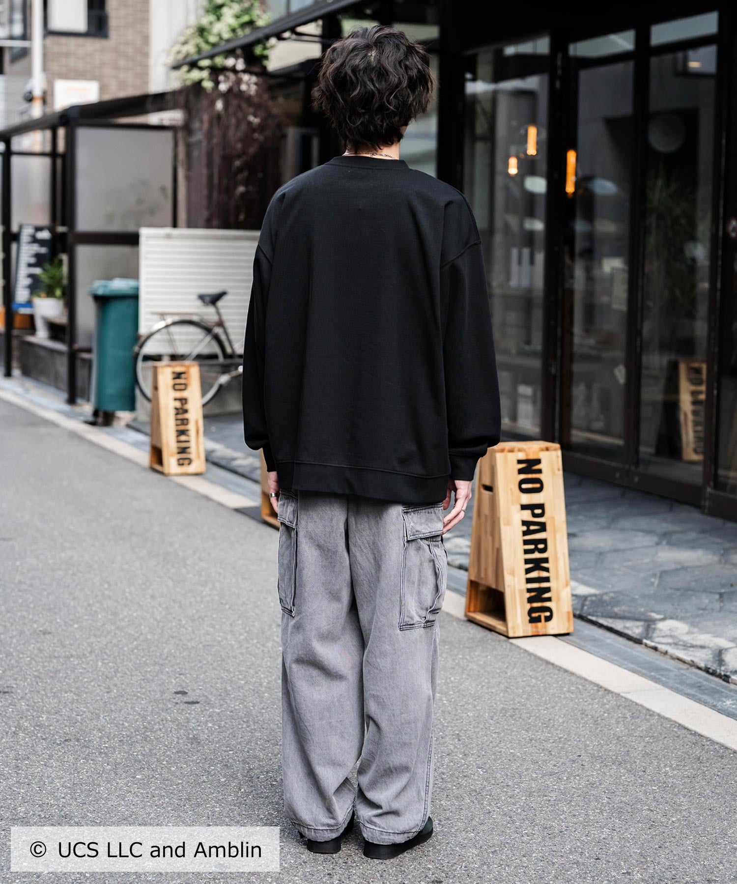 Universal City Studios LLC 別注コラボ オーバーサイズヴィンテージライクグラフィックプリント裏起毛スウェットトレーナー 15115