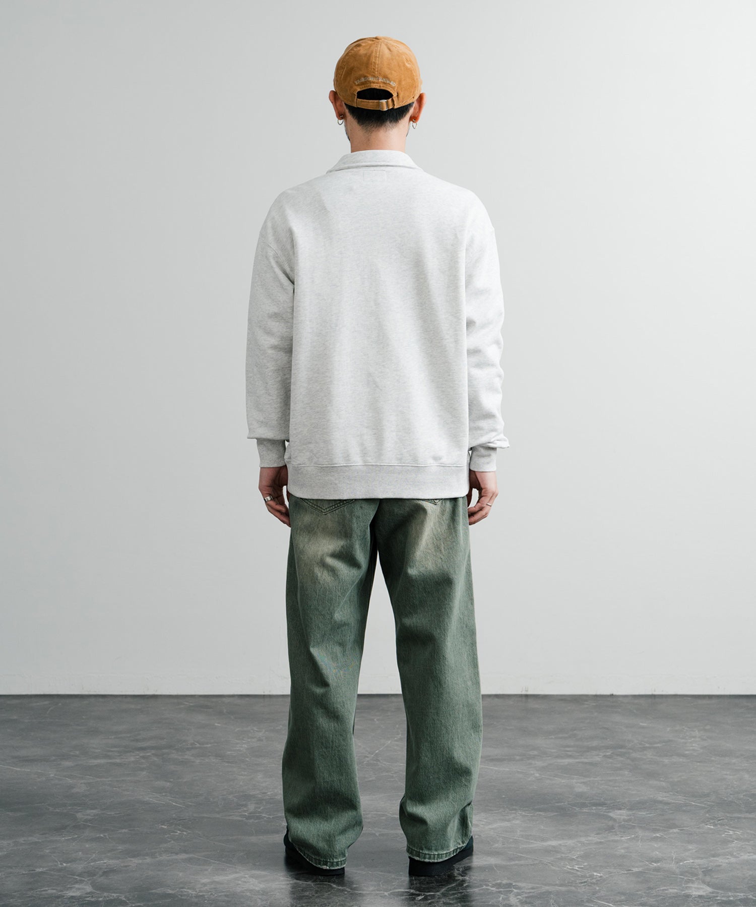 HUF ハフ SLATE QUARTER ZIP FLEECE オーバーサイズロゴ刺繍ハーフジップトレーナー