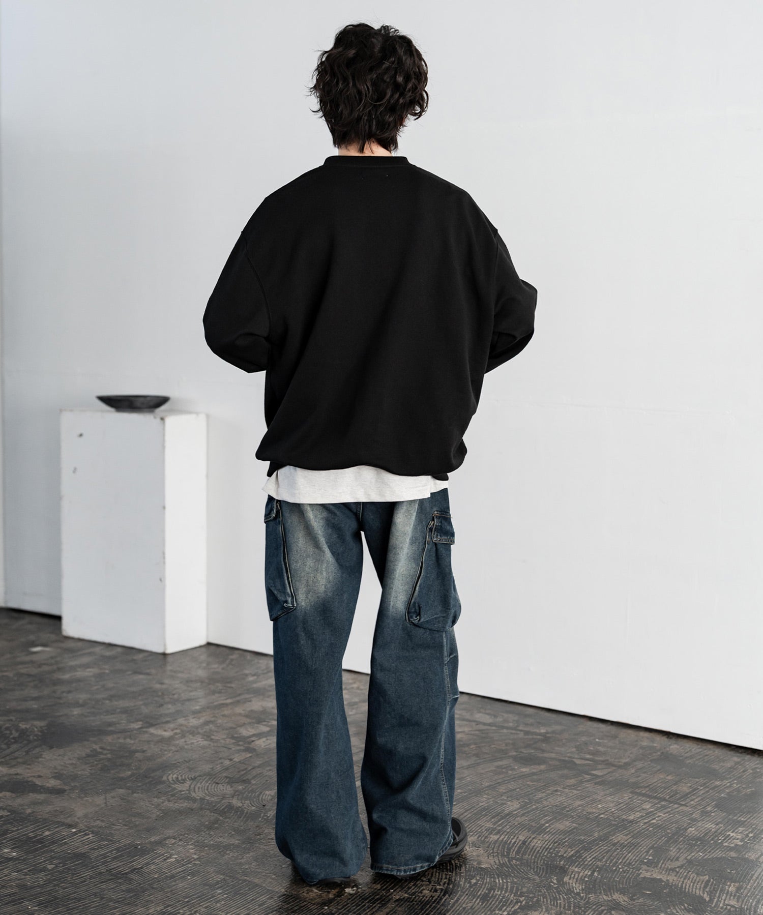 オーバーサイズ 裏毛ヘンリーネック長袖スウェット 15436 【セットアップ可能】