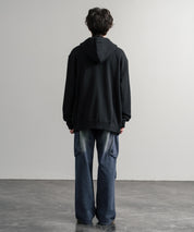 HUF ハフ ALL CAPS F/Z HOODIE オーバーサイズ裏起毛ワンポイントロゴ刺繍フルジップパーカー 15058