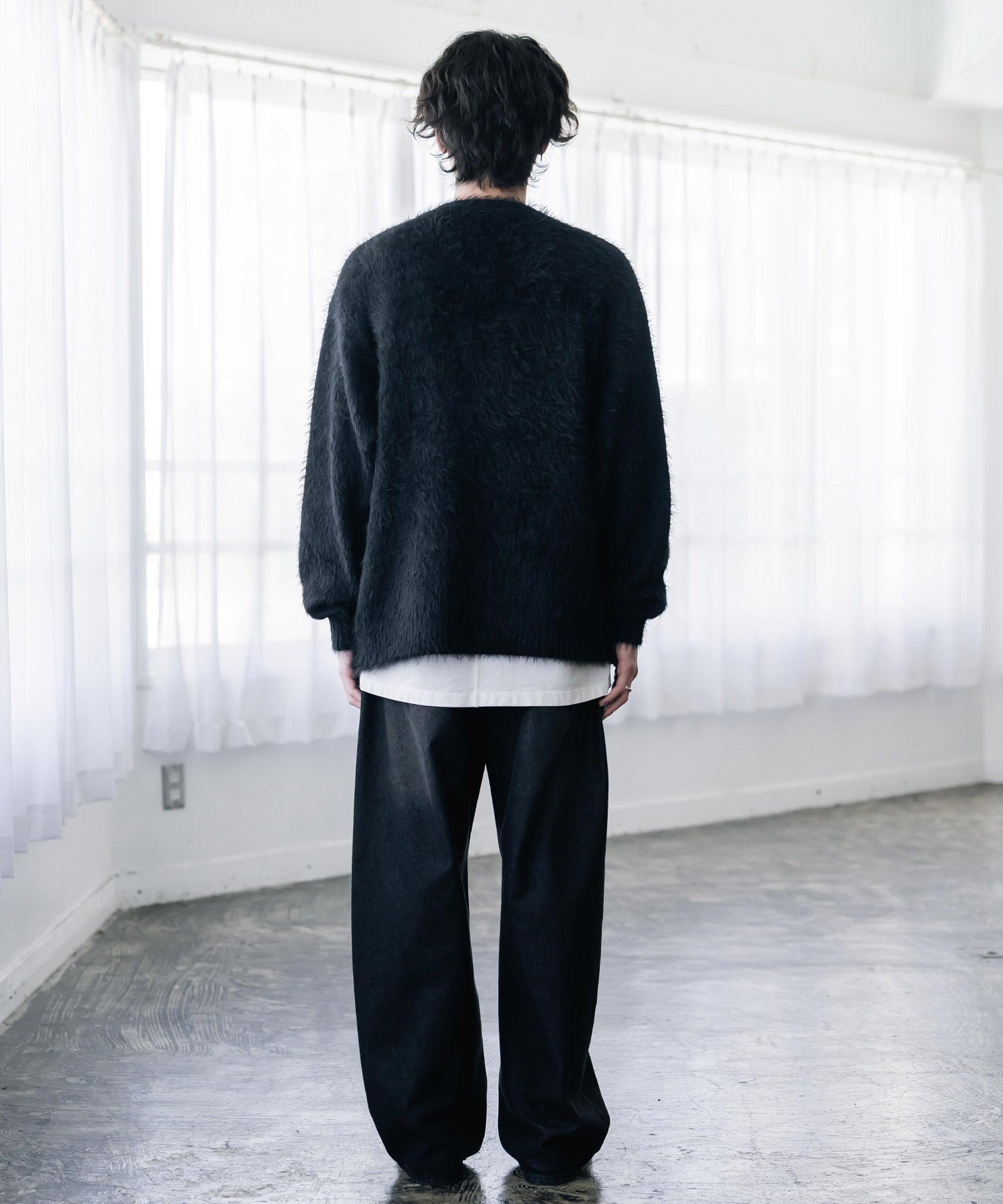 オーバーサイズ モヘアライクVネックボリュームシャギーニットカーディガン 16391
