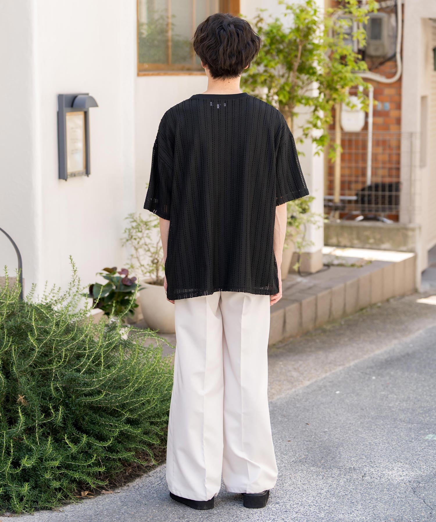 オーバーサイズ 透かし編みアンサンブル半袖Tシャツ