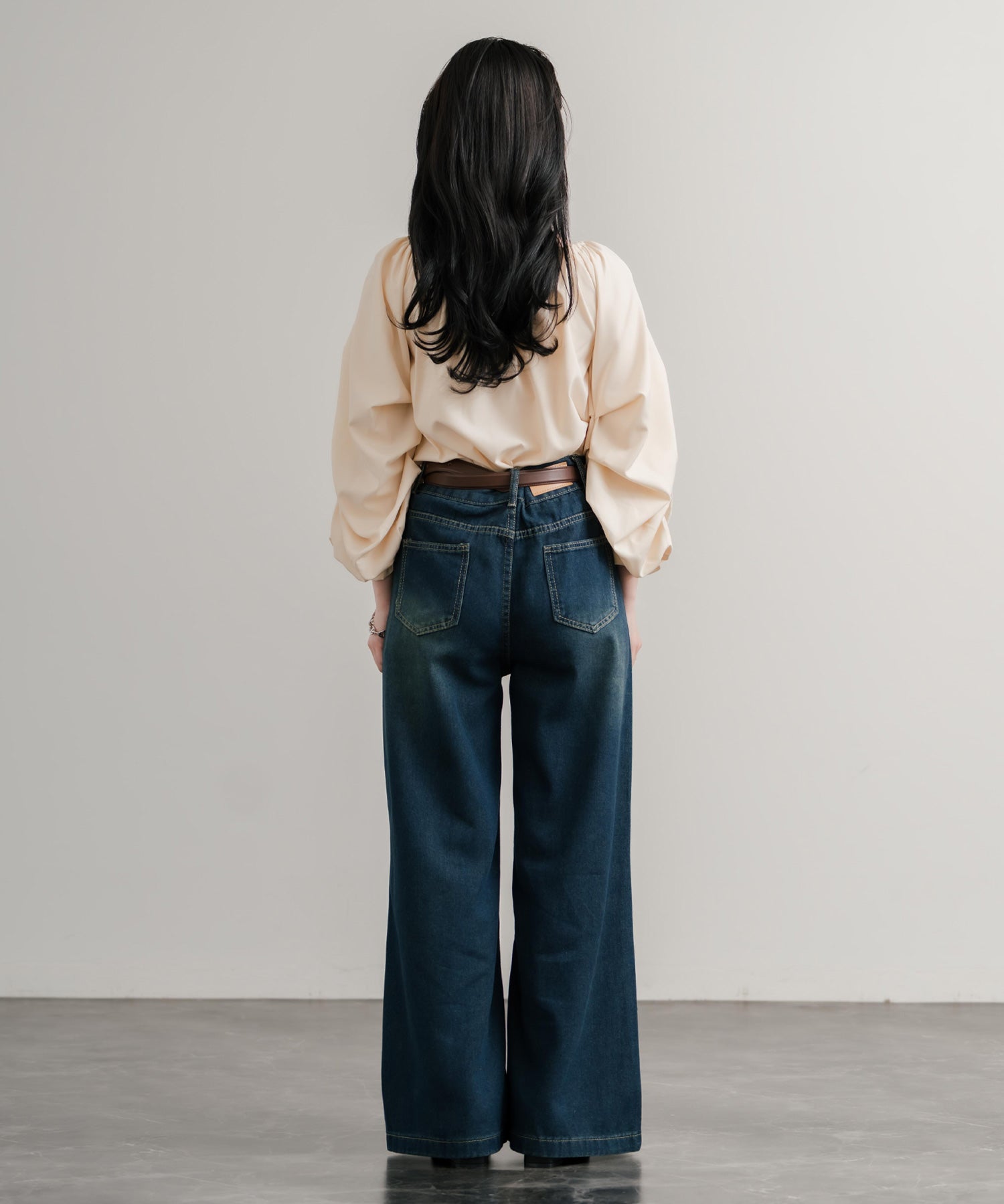 ルーズシルエットハイウエストワイドストレートデニムパンツ 14914