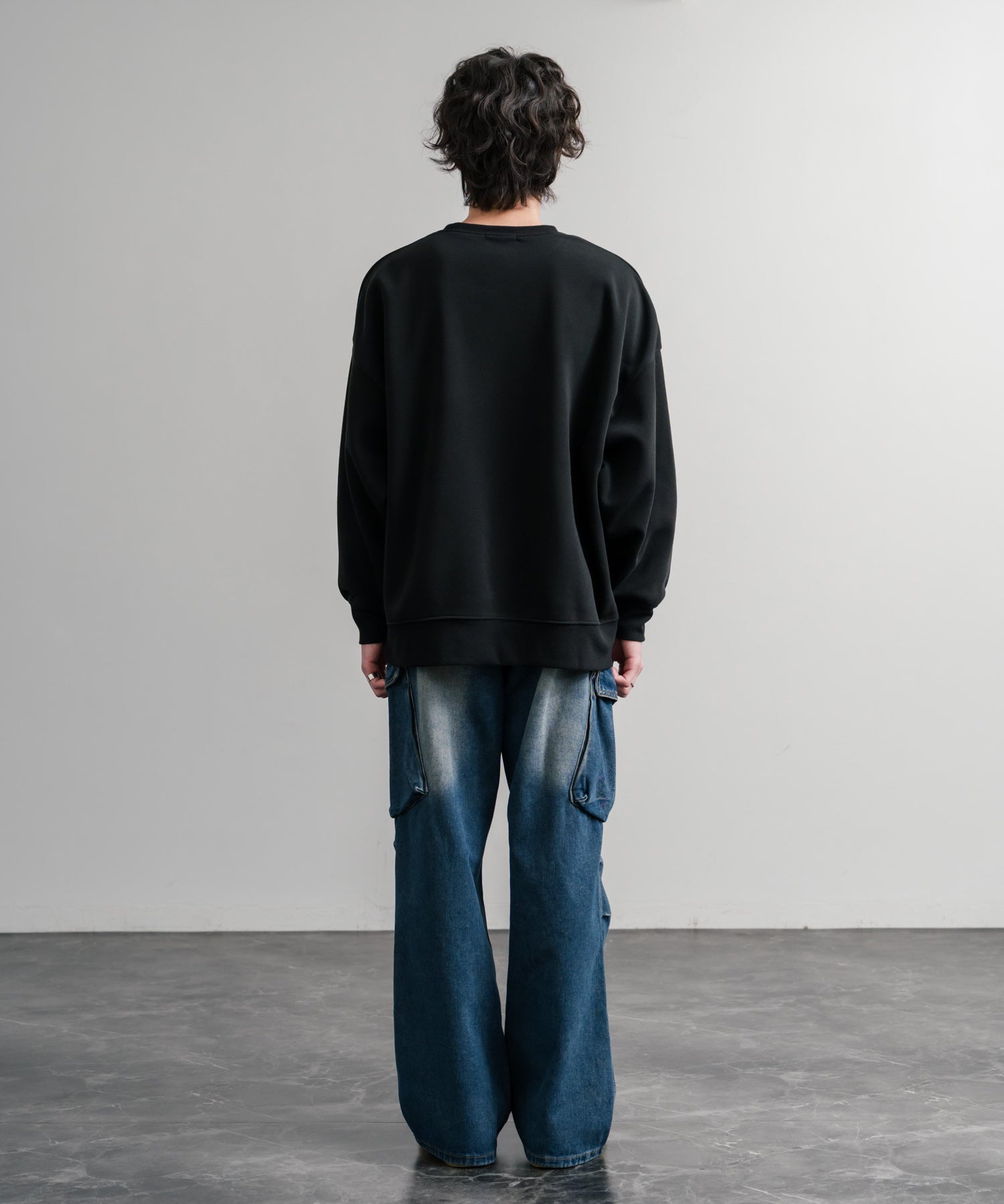 コットンタッチ裏起毛ドルマンスリーブクルーネックスウェットトレーナー 14982