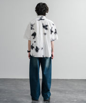 Upscape Audience アップスケープオーディエンス 日本製 国産 オーバーサイズGERMANスノーカモハーフスリーブシャツ AUD6719 16026