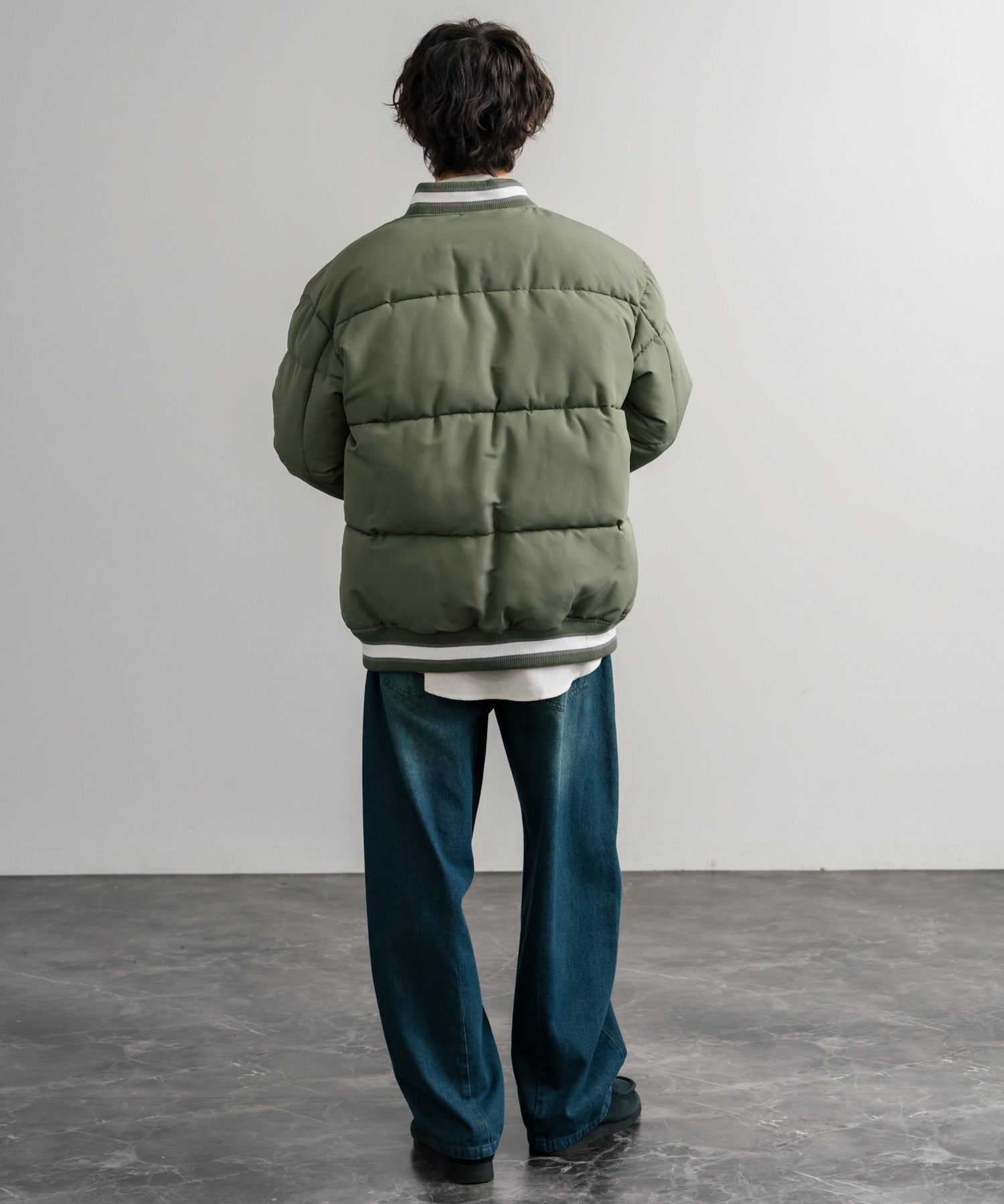 U.S. POLO ASSN. ユーエスポロアッスン PADDED VARSITY JACKET オーバーサイズワンポイントロゴ刺繍中綿スタジャン / 配色切替パデッドジャケット 14894