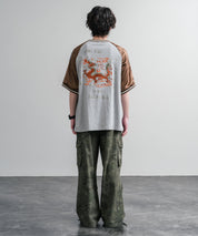 KRIFF MAYER クリフメイヤー スーベニア龍刺繍スカジャンTシャツ/リブラインラグランカットソー 2547202 15867