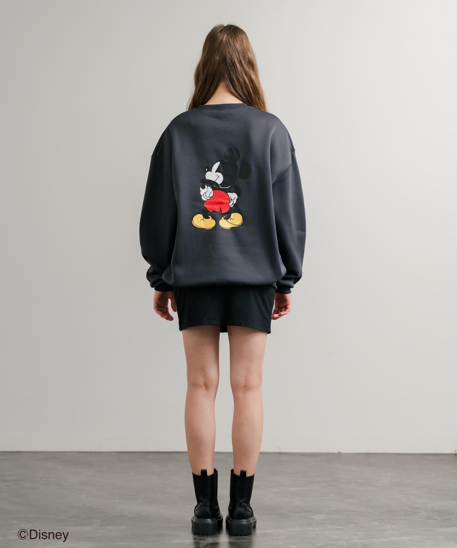 Disney ディズニー MICKEY MOUSE オーバーサイズ ミッキーマウスプリント裏起毛スウェットトレーナー	14939