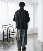 新色追加 接触冷感 オーバーサイズとろみビッグシルエットストレッチレギュラーカラー半袖シャツ 14208