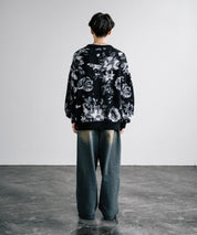 新色追加 フェザーヤーン オーバーサイズフラワー柄クルーネックニット 14031