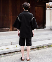 しじら織り甚平 上下セット 無地/ストライプ 14156