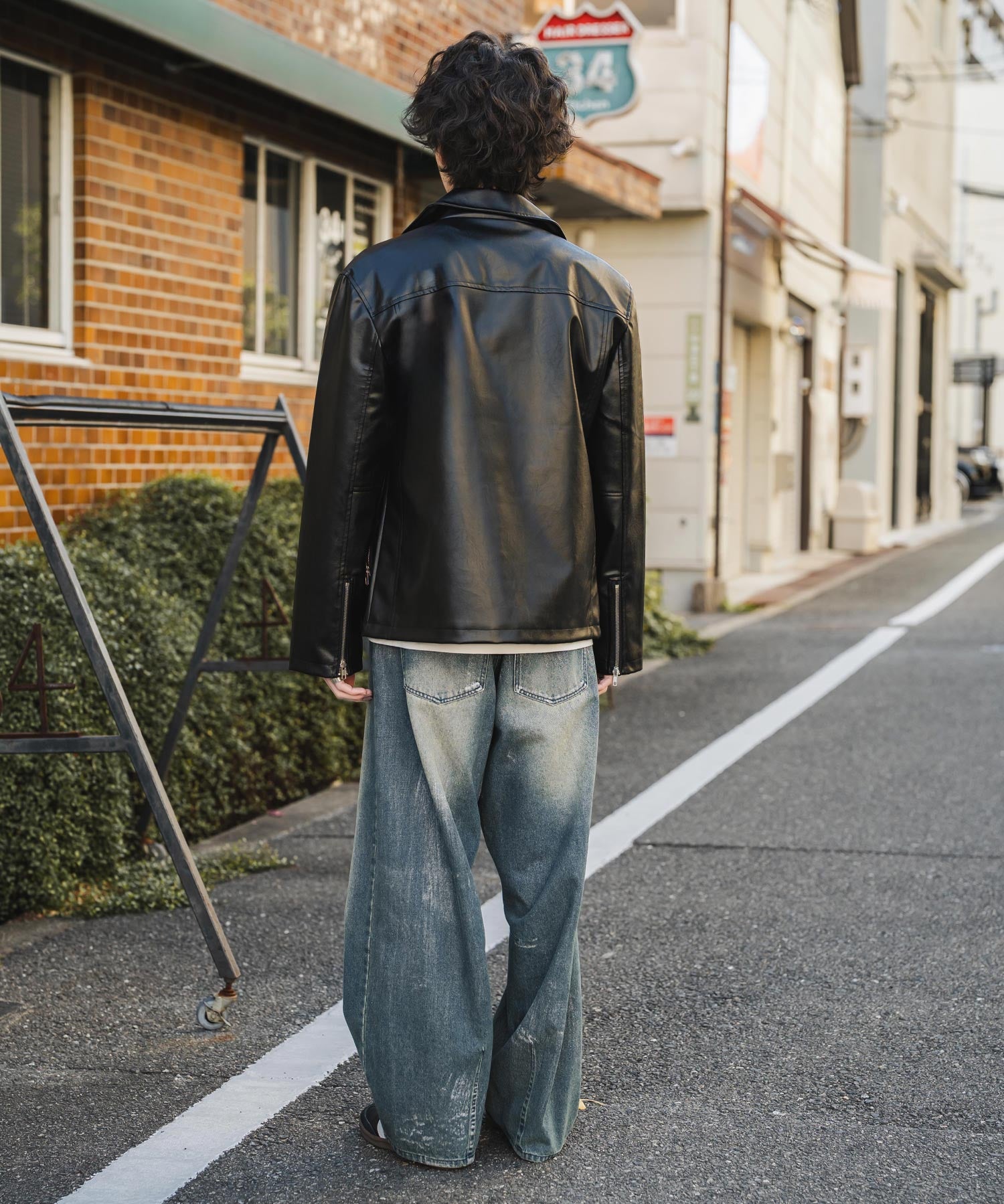 PUレザーダブルライダースジャケット 14682