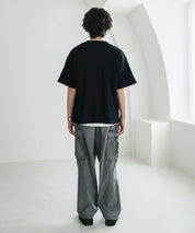 オーバーサイズ T/Cワッフルヘンリーネック半袖Tシャツ 15578