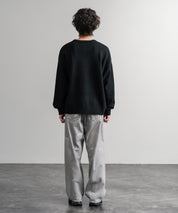 オーバーサイズ5Gウール混天竺ショート丈クルーネックニットセーター 15192