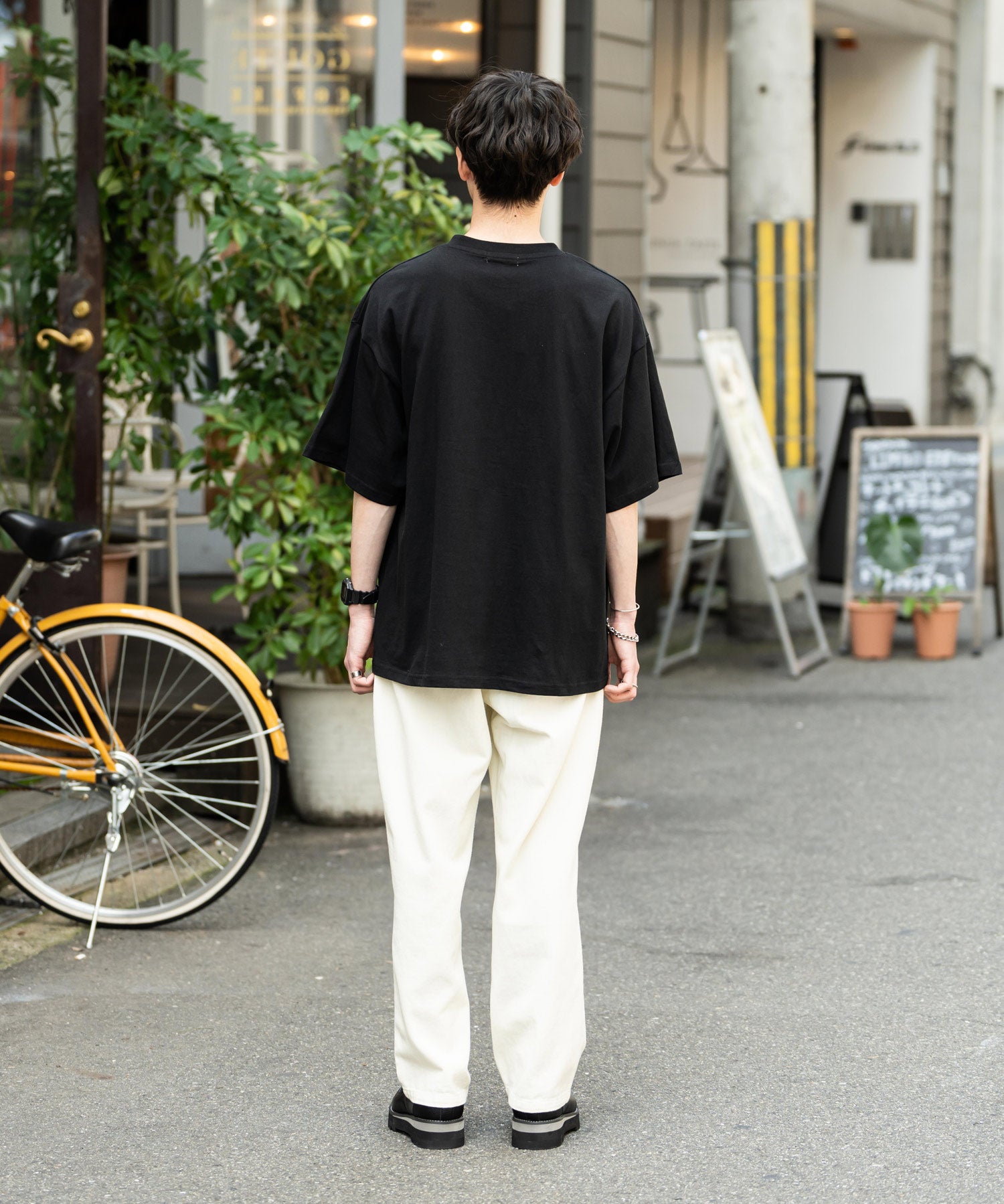 KANGOL 別注コラボ ワンポイントロゴ刺繍半袖クルーネックTシャツ 無地/リンガーネック