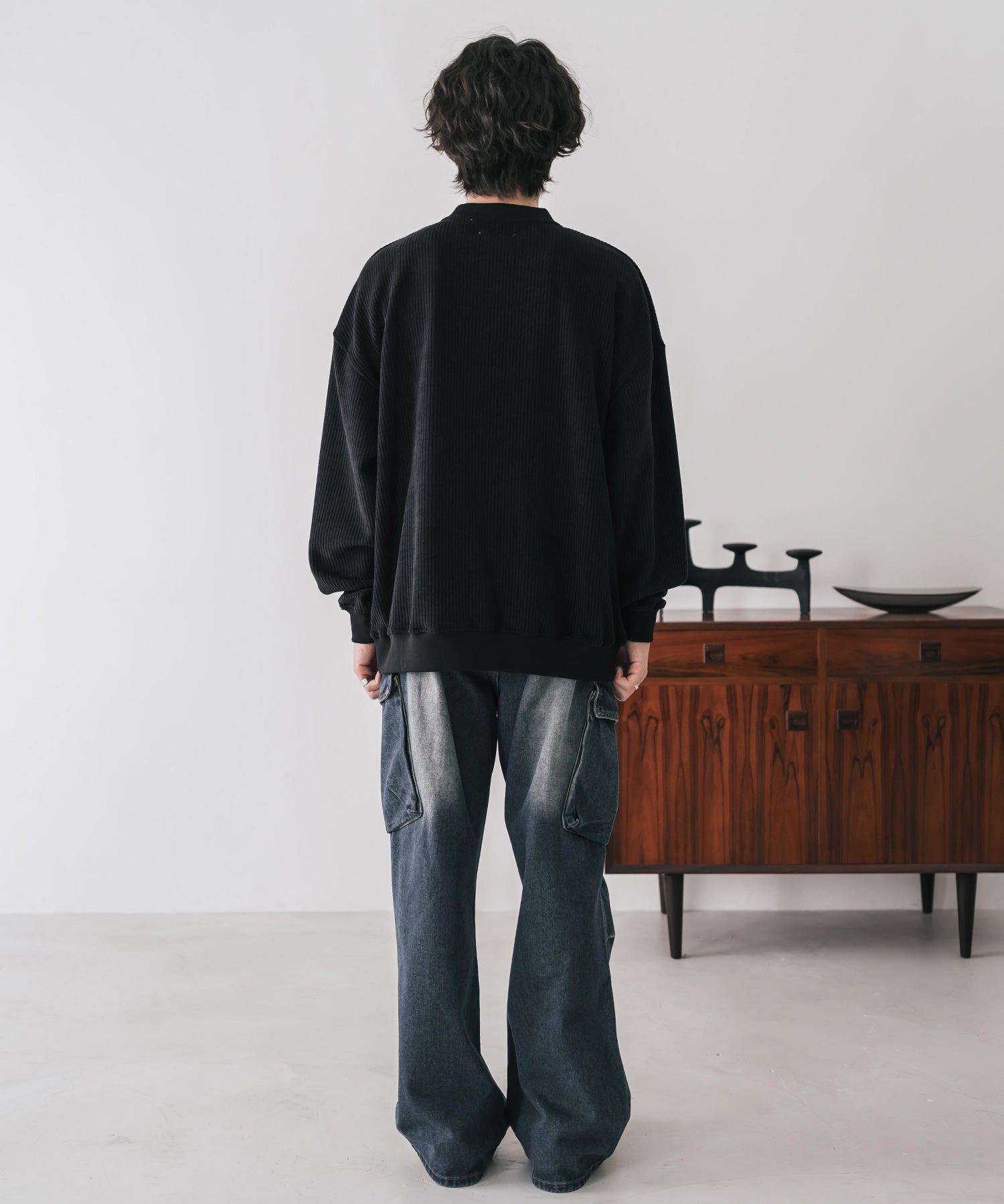 カットコーデュロイ・スエード長袖ヘンリーネックTシャツ/トレーナー 16152