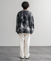 オーバーサイズ5Gジャガード編みアブストラクト柄クルーネックニットセーター 15193