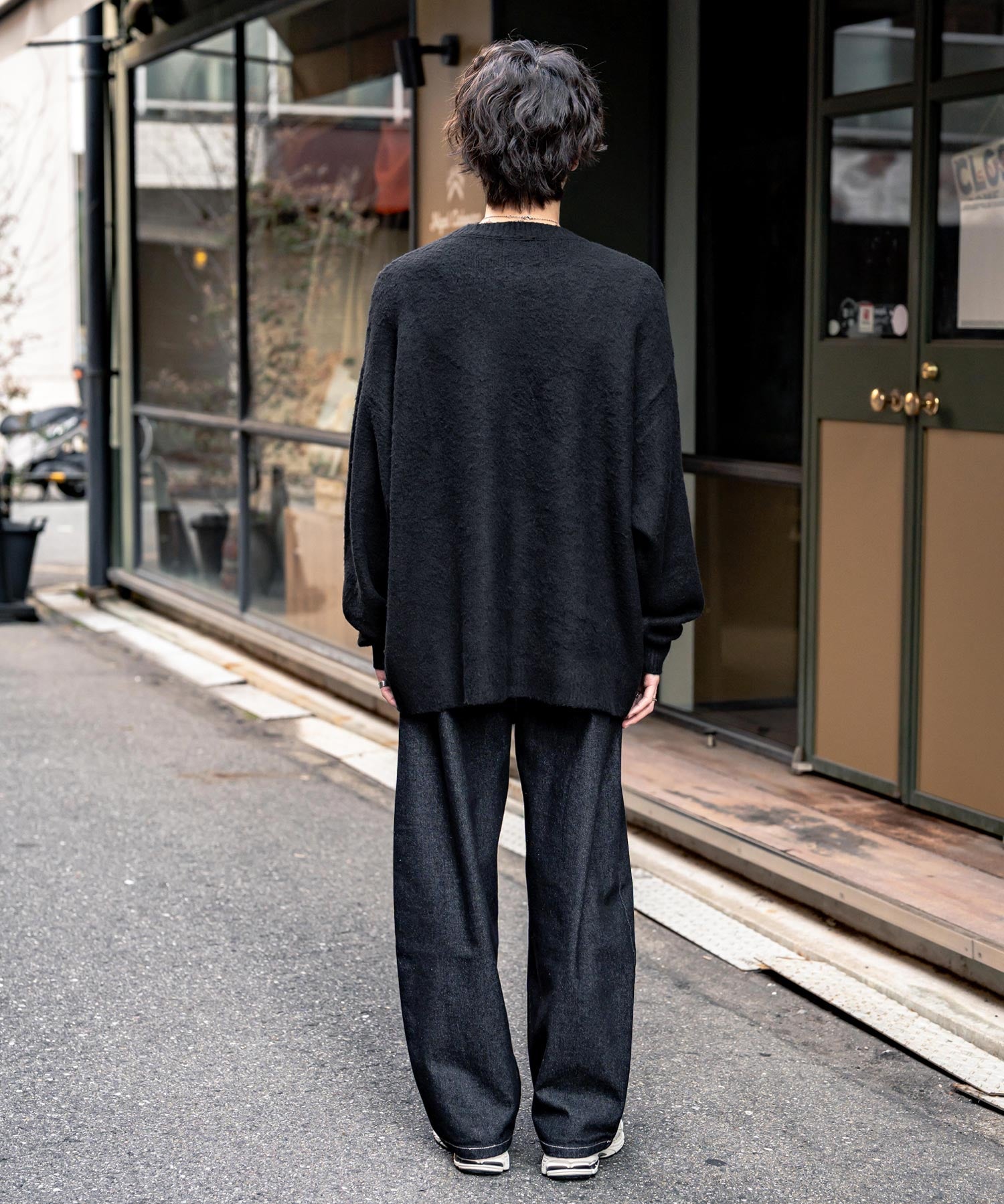 オーバーサイズシャギーニットセーター/クルーネック長袖プルオーバー 14549