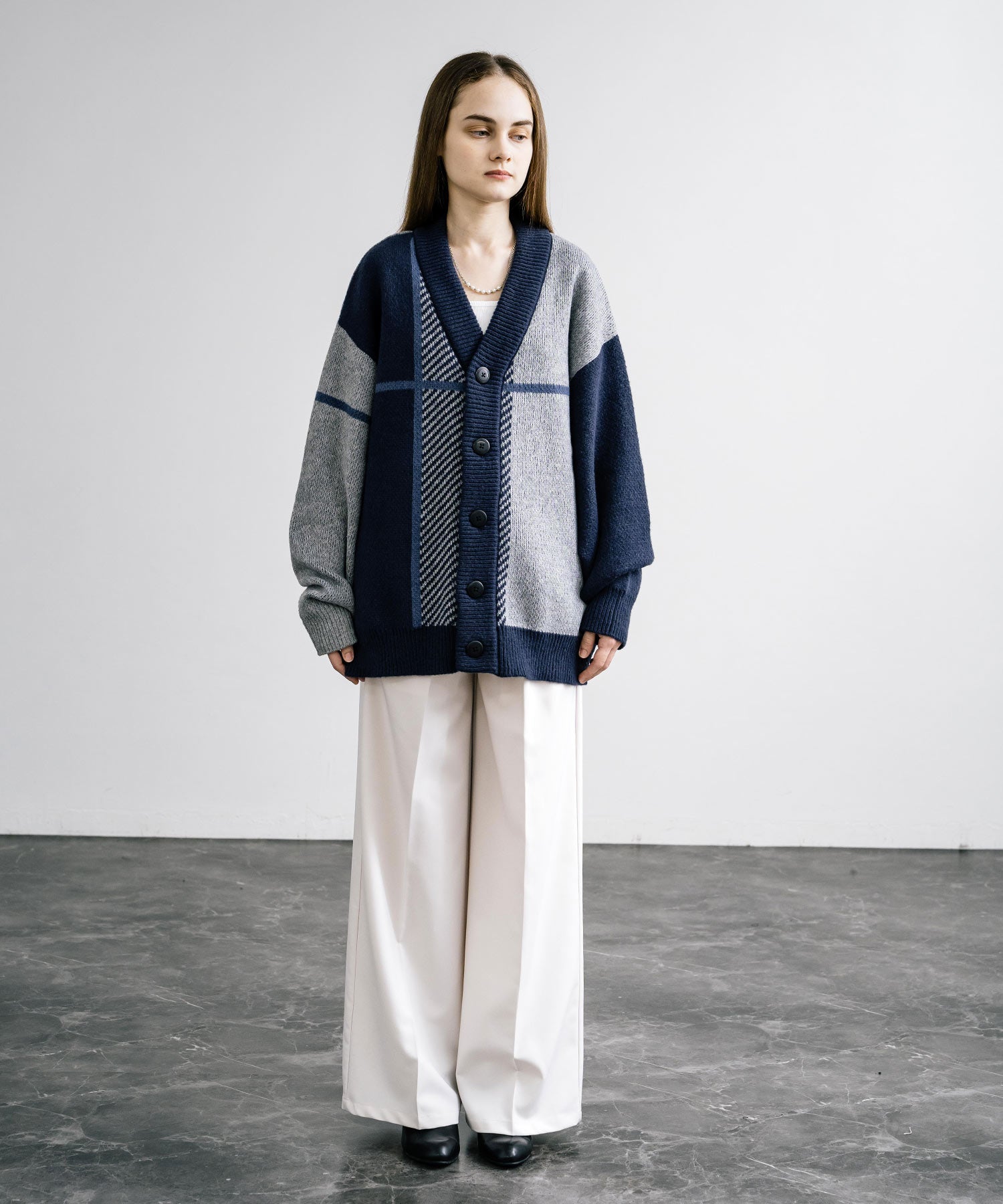 オーバーサイズ 7Gクロスチェック柄Vネックカーディガン – Rocky Monroe