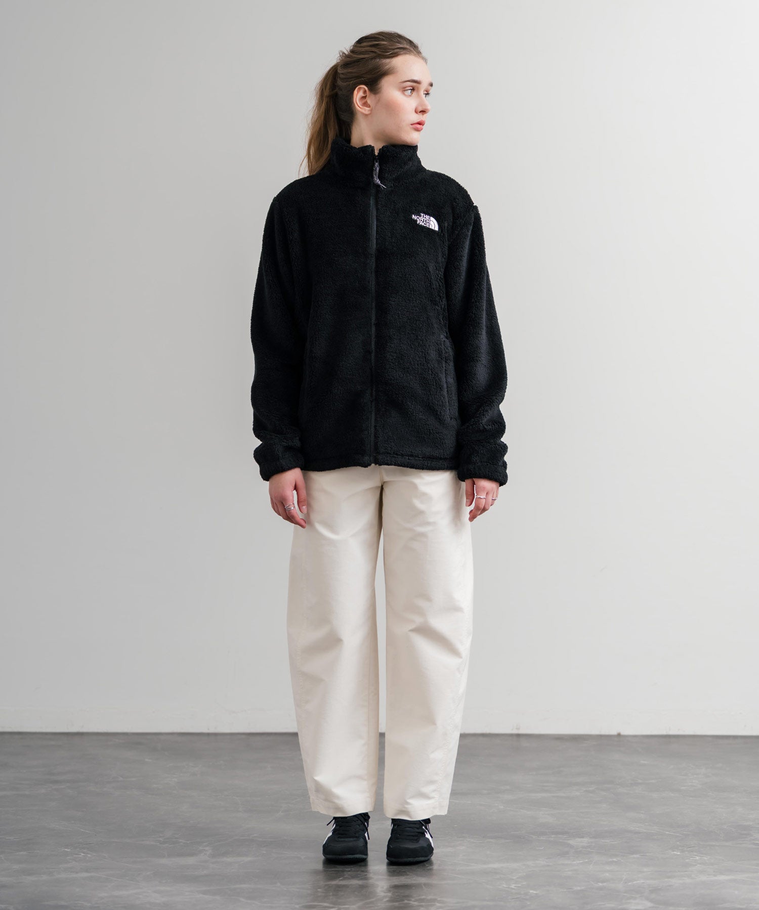日本未展開モデル THE NORTH FACE ザ・ノースフェイス WHITE LABEL ホワイトレーベル COMFY ALPHA FLEECE ZIP UP ワンポイントロゴ刺繍ボアジャケット 15367