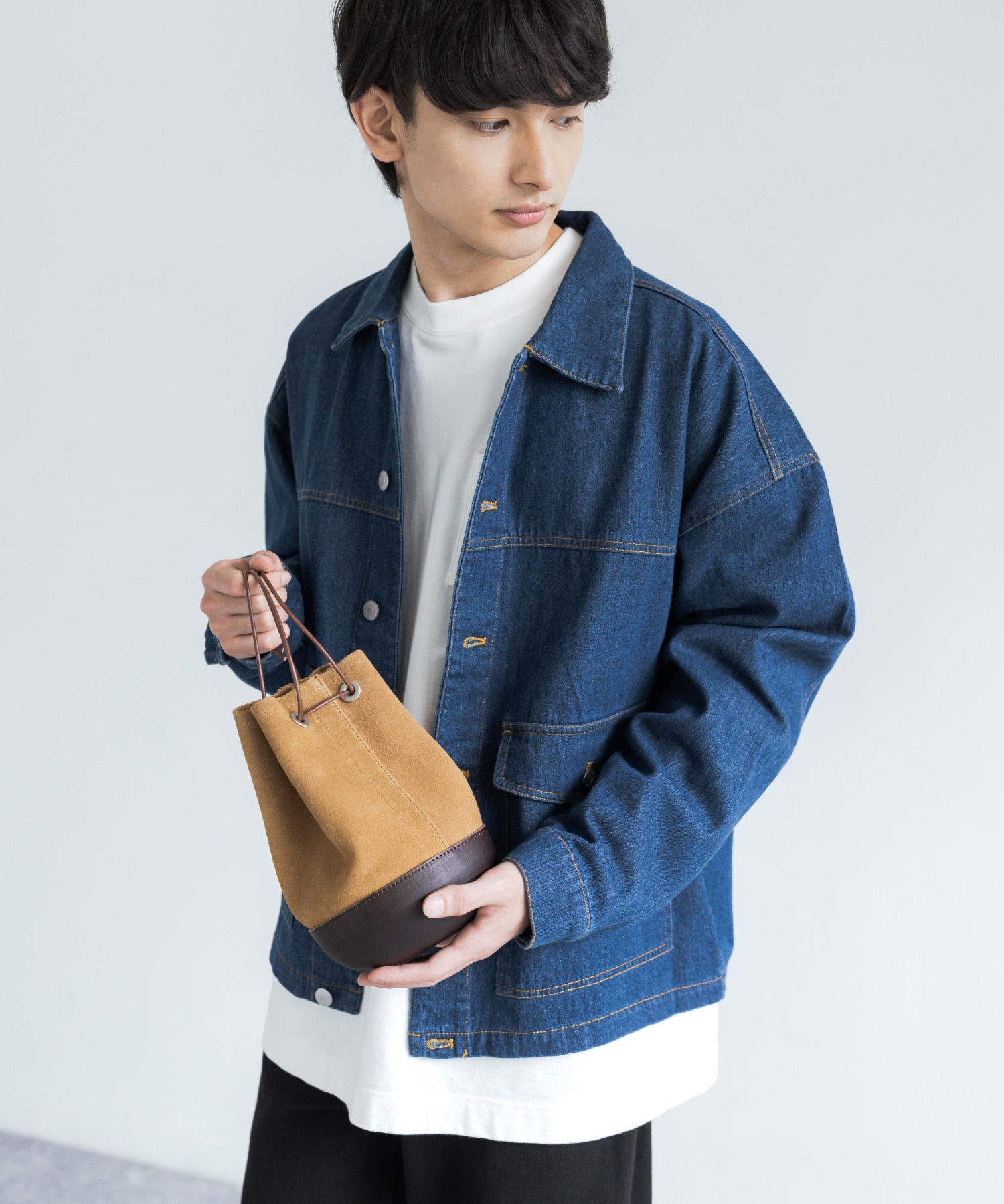 Butler Verner Sails バトラーバーナーセイルズ 日本製/国産 モールドレザー巾着スエードレザーショルダーバッグ JA-2685 11940