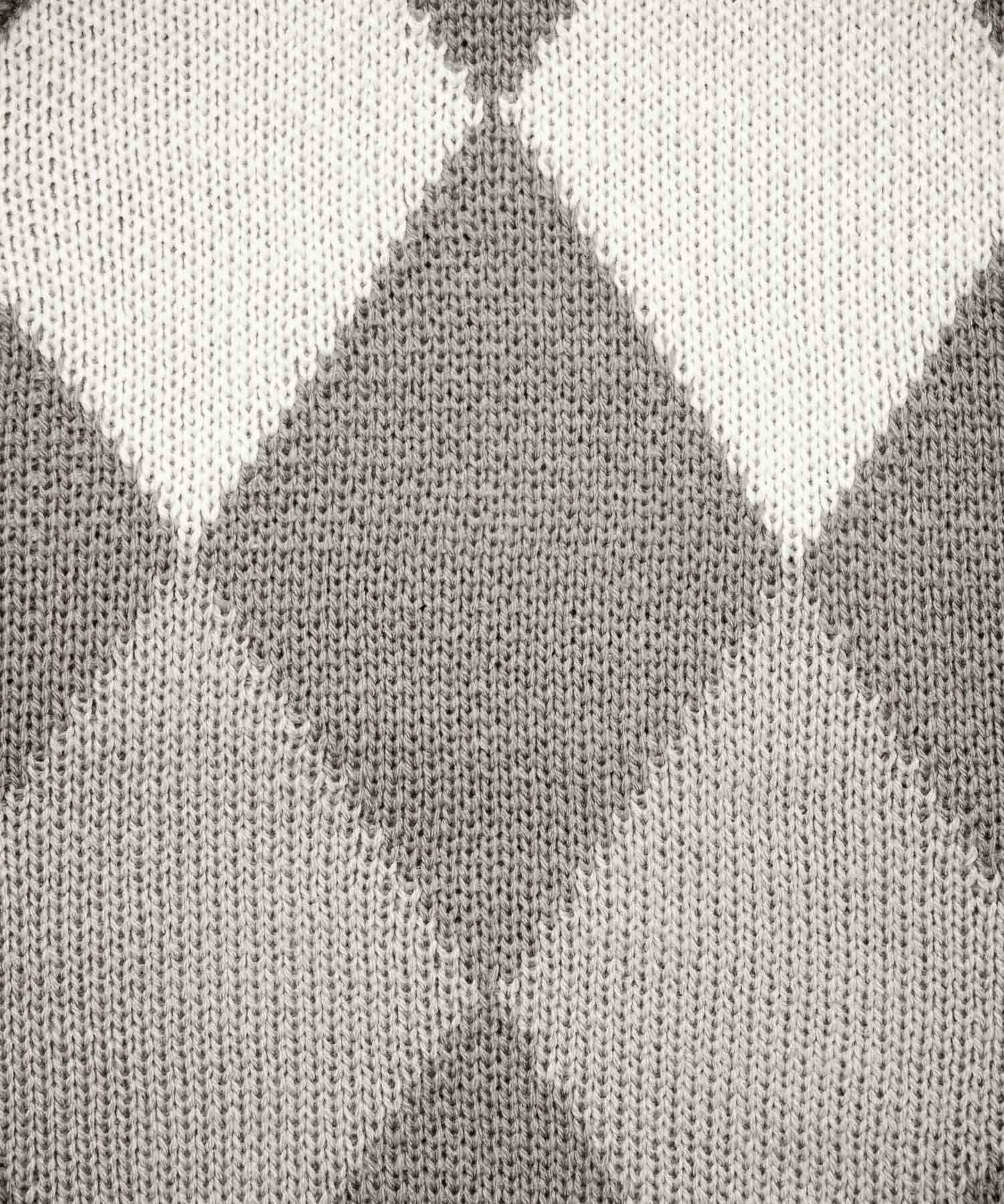 オーバーサイズ総柄Vネックボリュームニットカーディガン アーガイル柄 チェック柄 15484