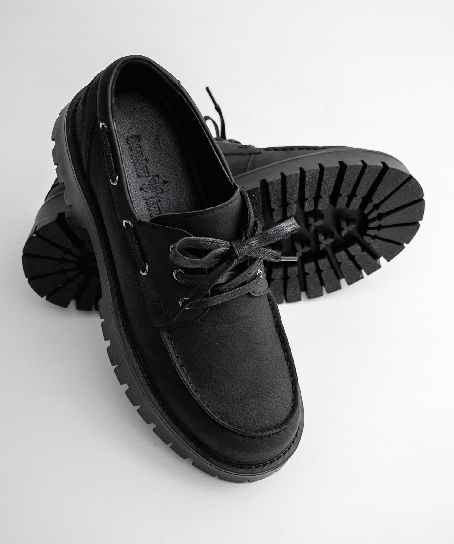 フェイクレザー厚底モカシンボートシューズ/デッキシューズ 15291