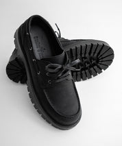 フェイクレザー厚底モカシンボートシューズ/デッキシューズ 15291