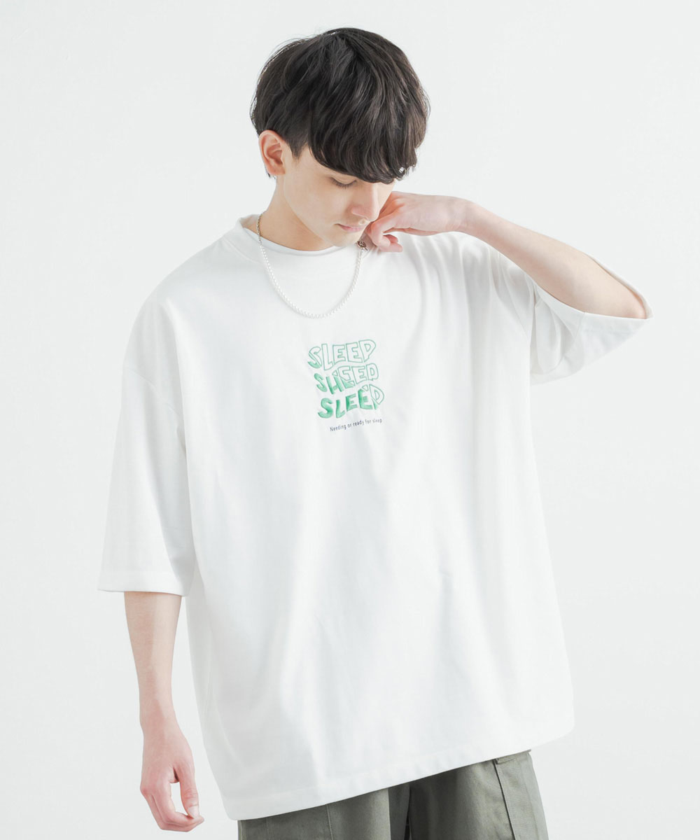 オーバーサイズTC天竺バックプリントフロント刺繍Tシャツ/半袖 /カットソー/メンズ/レディース/ビッグシルエット/ゆったり/ルーズ/ワイド/クルーネック/刺繍 /発泡プリント/TC天竺/カジュアル/シンプル/ストリート/韓国/ユニセックス/春夏◇11803