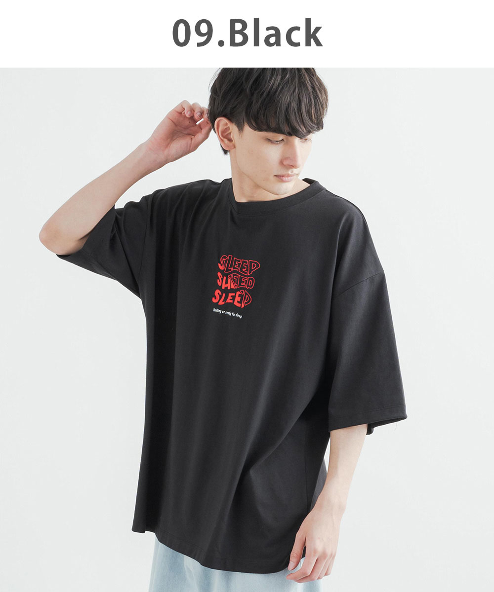 オーバーサイズTC天竺バックプリントフロント刺繍Tシャツ/半袖 /カットソー/メンズ/レディース/ビッグシルエット/ゆったり/ルーズ/ワイド/クルーネック/刺繍 /発泡プリント/TC天竺/カジュアル/シンプル/ストリート/韓国/ユニセックス/春夏◇11803