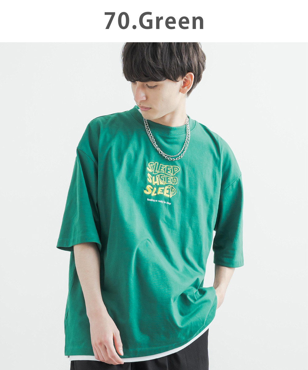 オーバーサイズTC天竺バックプリントフロント刺繍Tシャツ/半袖 /カットソー/メンズ/レディース/ビッグシルエット/ゆったり/ルーズ/ワイド/クルーネック/刺繍 /発泡プリント/TC天竺/カジュアル/シンプル/ストリート/韓国/ユニセックス/春夏◇11803