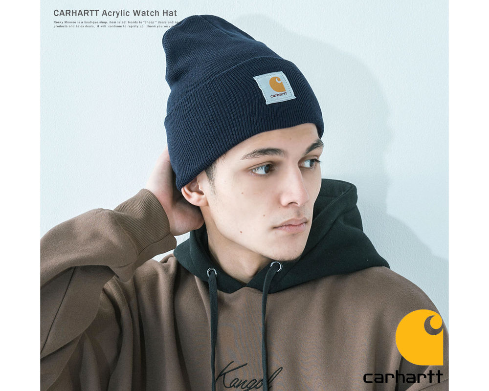 Carhartt カーハート Acrylic Watch Hat ワッチキャップ ニット帽 メンズ レディース ワッチハット ビーニー 帽子 通年 無地 ロゴ ストリート お揃い 防寒 あったか プレゼント ギフト A18 98